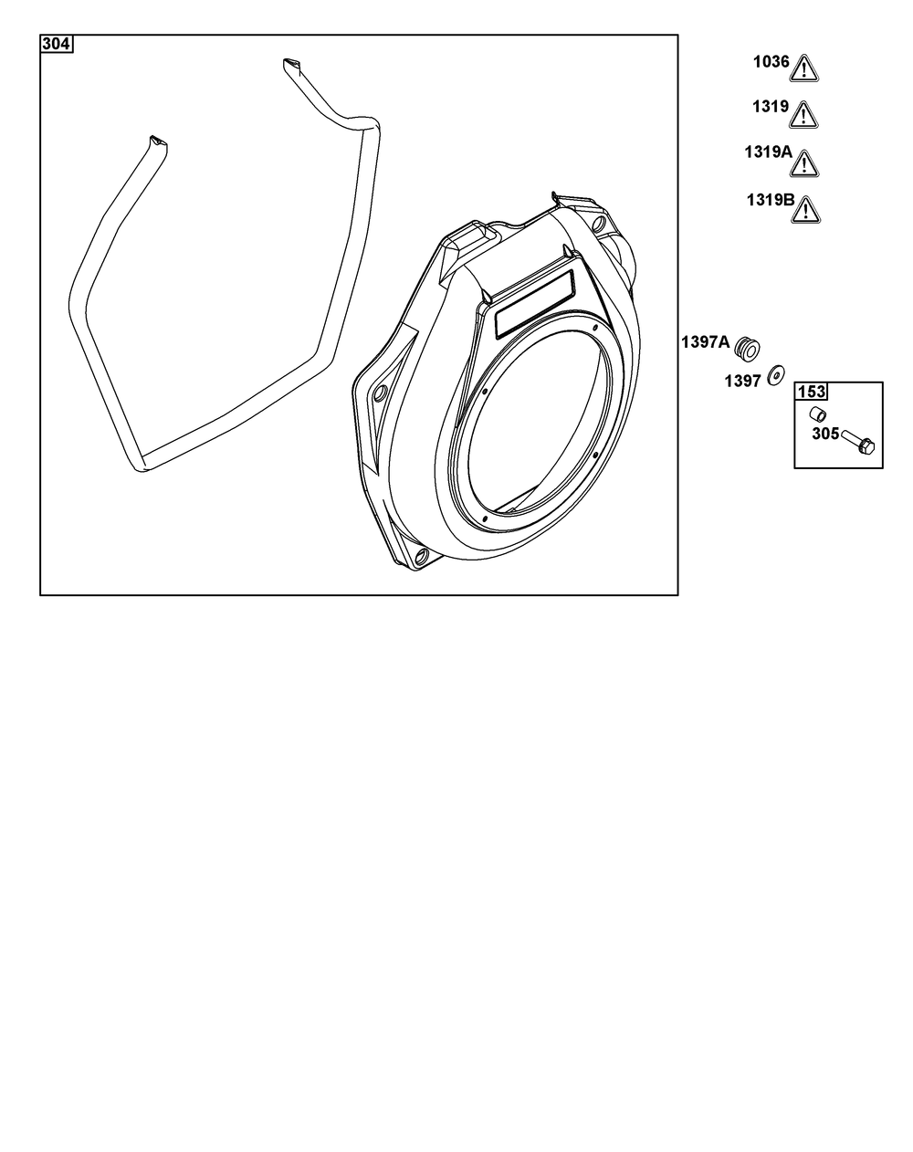 Blower Housing Group Diagram and Parts List for 261D02-0003-01 200000 - 399999 Briggs and Stratton Engine